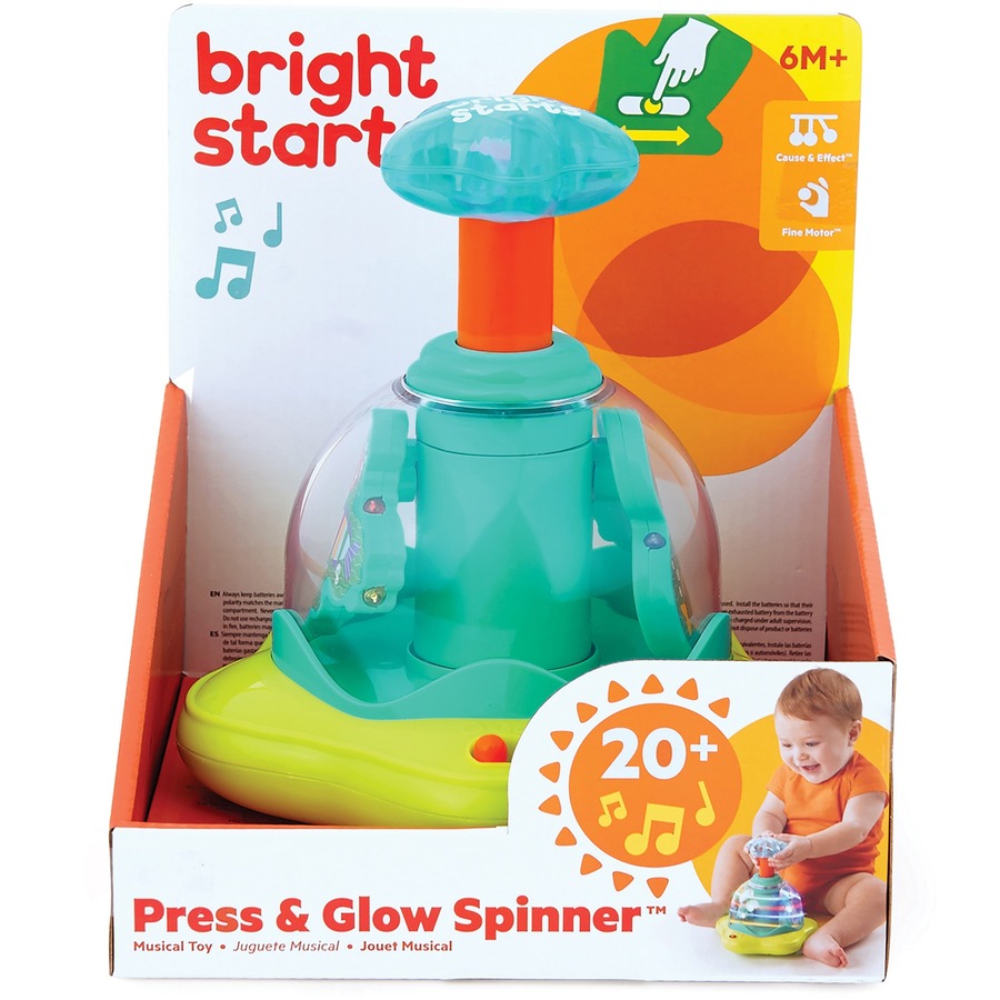 Kids2 Bright Starts Press & Glow Spinner - Skill Learning: Songs, Discovery, Cause & Effect, Fine Motor - 6 Month & Up - Infant & Toddler Toys - KDCKII10042