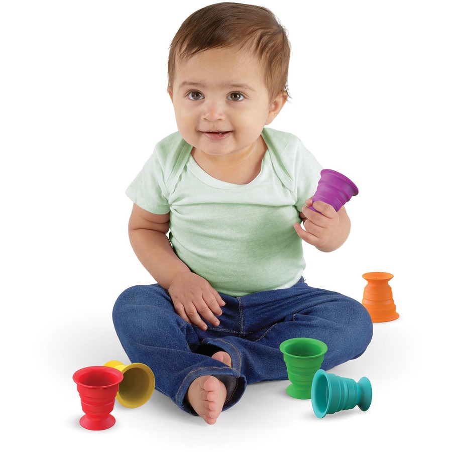 Baby Einstein Stack & Squish Cups Sensory Stacking Toys - Skill Learning: Stacking, Exploration, Spatial Reasoning, Creativity, Cognitive Process - 6 Month & Up - Creative Learning - KDCKII12494