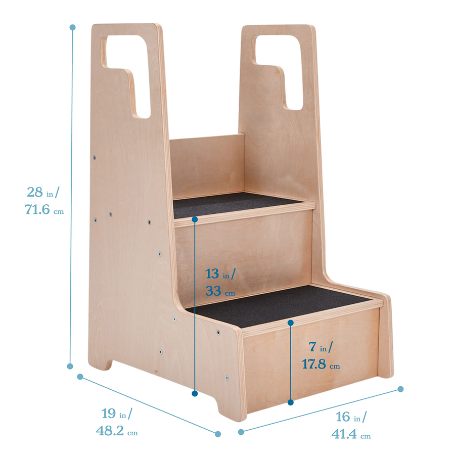 Early Childhood Resources Reach-Up Kids Step Stool with Handles - 16" (406.40 mm) x 19" (482.60 mm)28" (711.20 mm) - Ladders & Step Stools - ELR17429