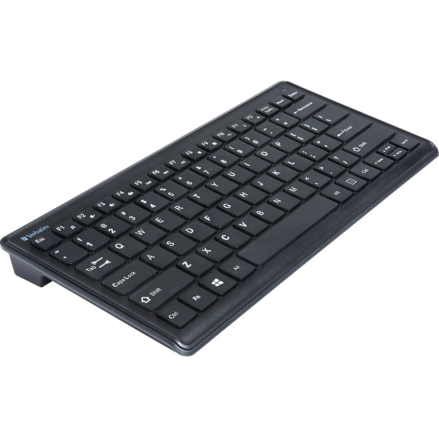 Verbatim Silent Wireless Compact Keyboard and Mouse - Wireless RF 2.40 GHz Keyboard - Wireless RF Mouse - Blue LED - 1600 dpi - Compatible with PC, Mac - 1 Pack = VER70739