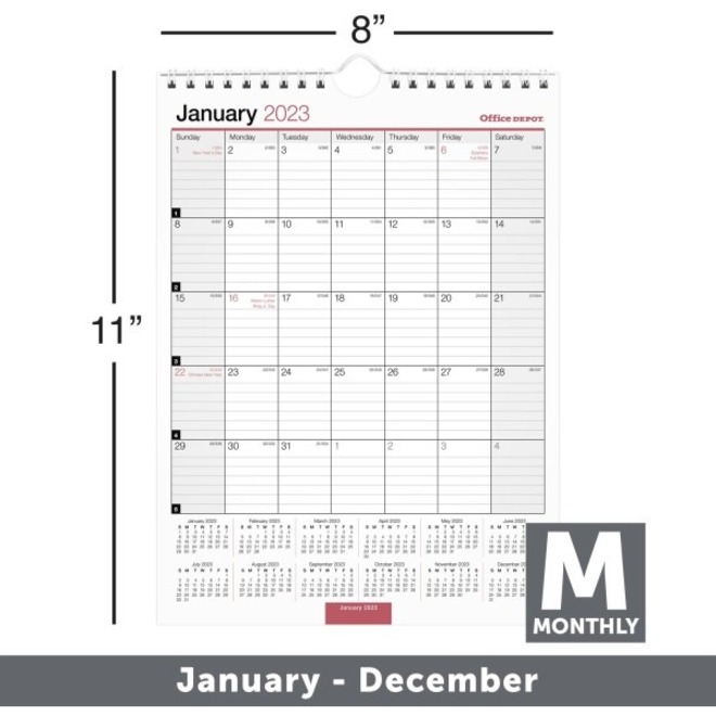 Office Depot® Brand Monthly Wall Calendar, 8