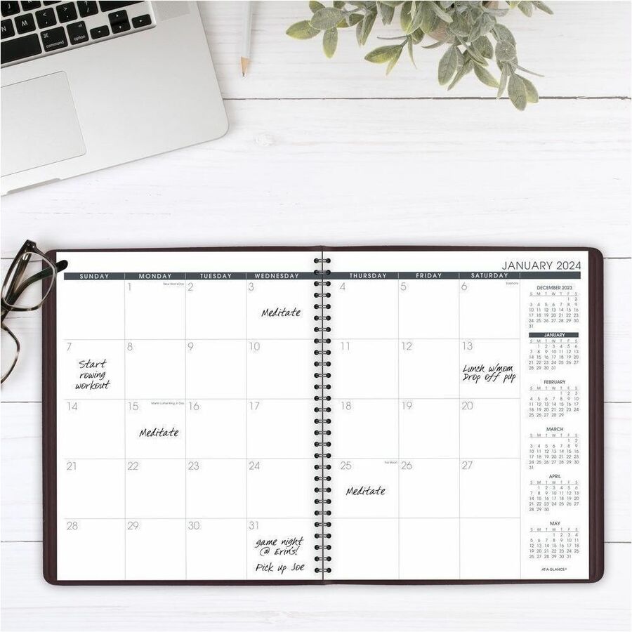 At-A-Glance 2025 Monthly Planner, Winestone, Large, 9" x 11" - Large - Monthly - 15 Month - January 2025 to March 2026 - 1 Month Double Page Layout - 9" x 11" Sheet Size - White Sheet - Wire Bound - Winestone Cover - Bleed Resistant Paper, Writable Surfac