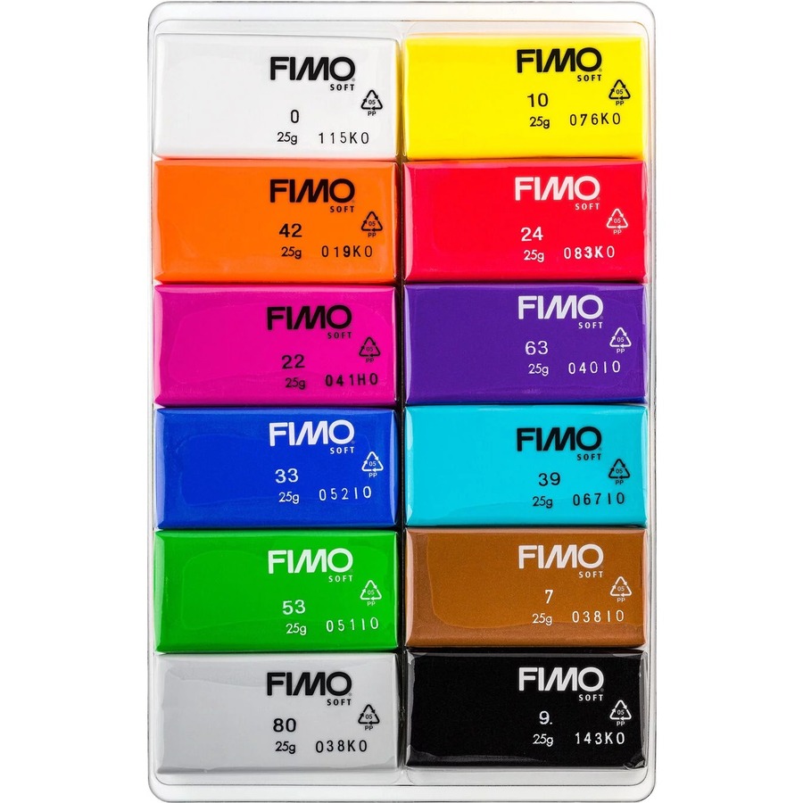 Staedtler Mars FIMO Soft 8023 C Oven-Bake Modelling Clay - Jewelry, Accessories, Decoration, Education, Home, Classroom - 12 / Pack - Assorted - Cardboard - Modeling Clays & Accessories - FMX8023C121