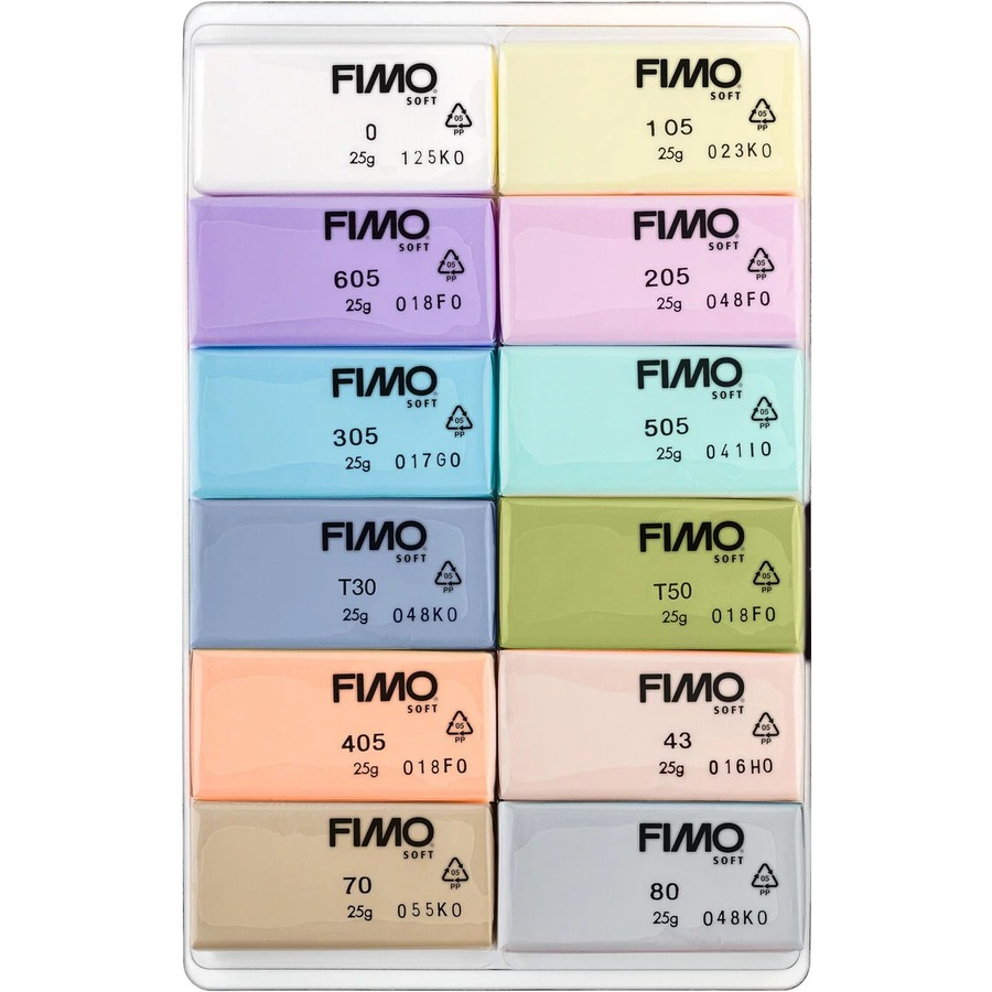 Staedtler Mars FIMO Soft 8023 C Oven-Bake Modelling Clay - Jewelry, Accessories, Decoration, Education, Home, Classroom - 12 / Pack - Assorted Pastel - Cardboard - Modeling Clays & Accessories - FMX8023C123