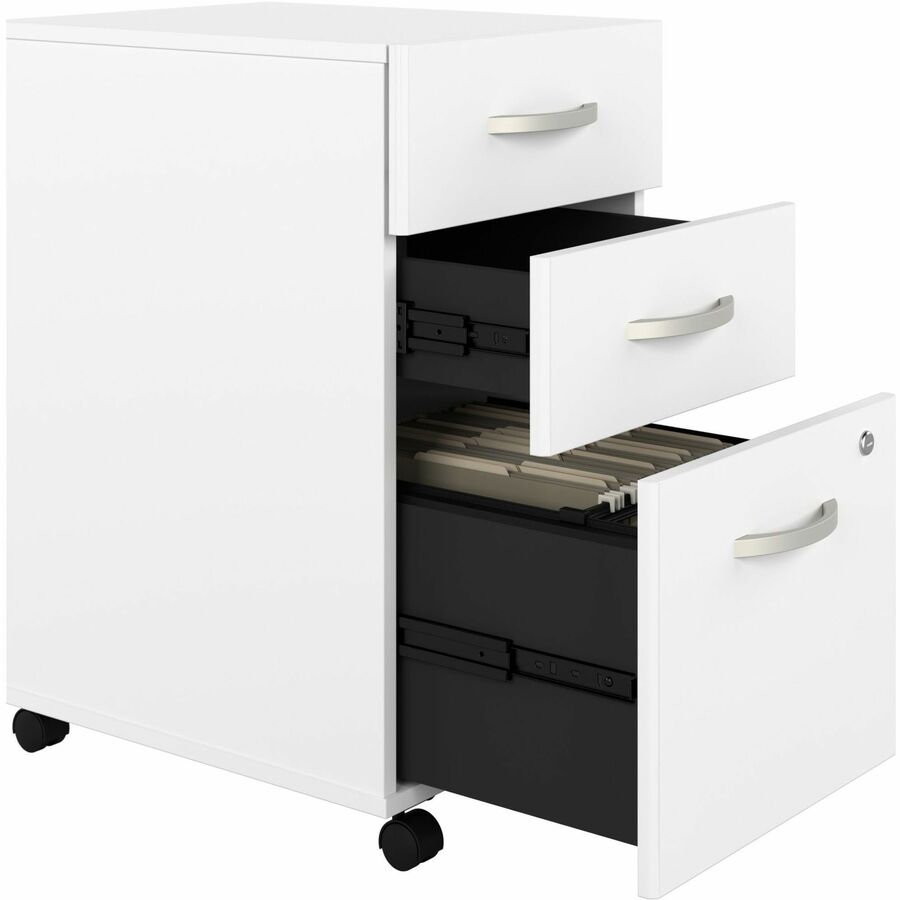 Bush Business Furniture Hybrid Collection White Desking - 29.4" x 71"72.3" - 3 Drawer(s) - Finish: White