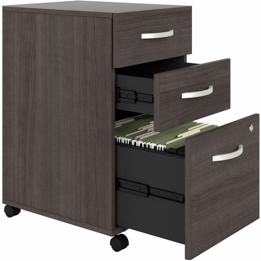 Bush Business Furniture Hybrid Storm Gray Desking Unit - 71.3" x 59.5"29.9" - 3 x File, Box Drawer(s) - Finish: Storm Gray