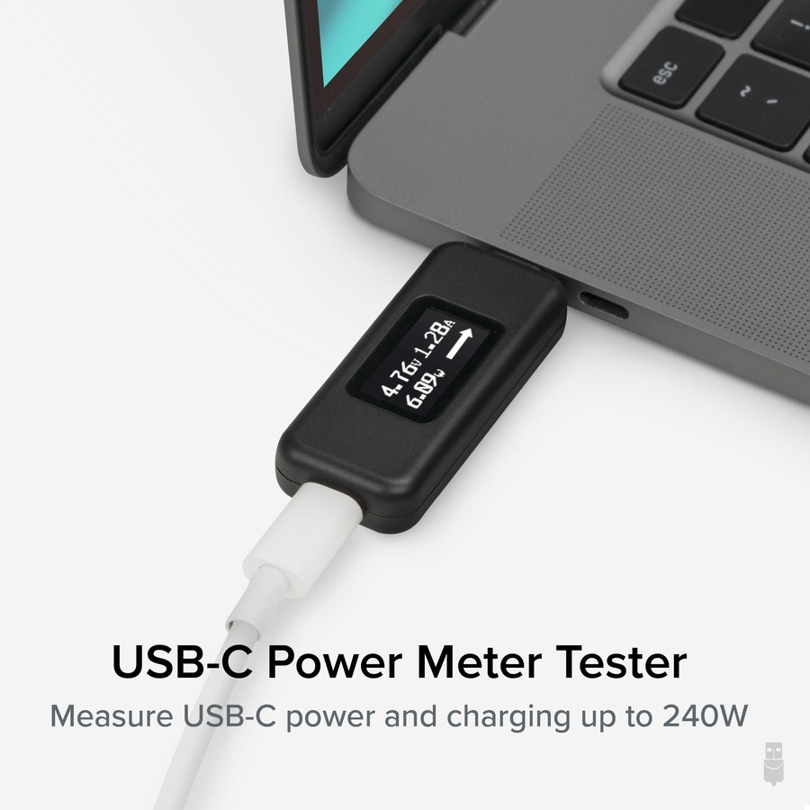 Plugable USB C Power Meter Tester for Monitoring USB-C Connections up to 240W - Digital Multimeter Tester for USB-C Cables, Laptops, Phones and Chargers