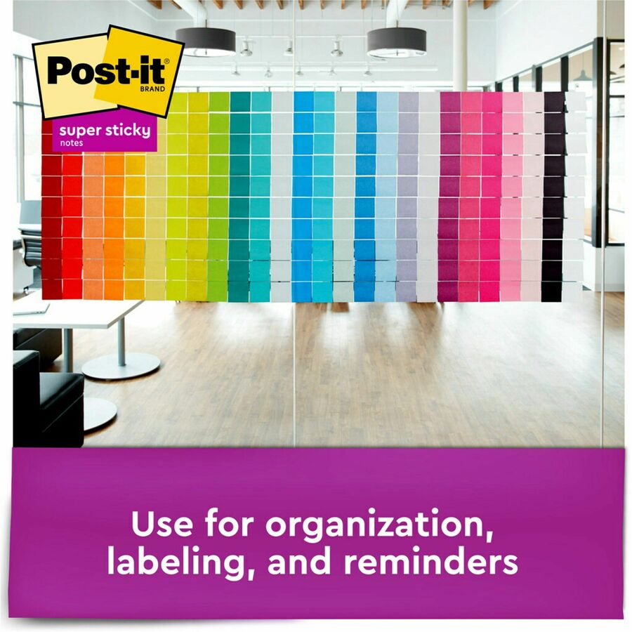 Post-it® Super Sticky Notes - 3" x 3" - Square - 70 Sheets per Pad - Summer Joy - Recyclable, Self-adhesive - 24 / Pack