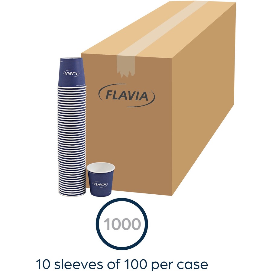 Flavia 10 oz Hot Beverage Paper Cups - 1000 / Carton - Blue - Paper - Beverage, Hot Drink