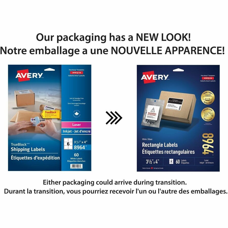 Avery&reg; White Rectangle Labels with Sure Feed Technology