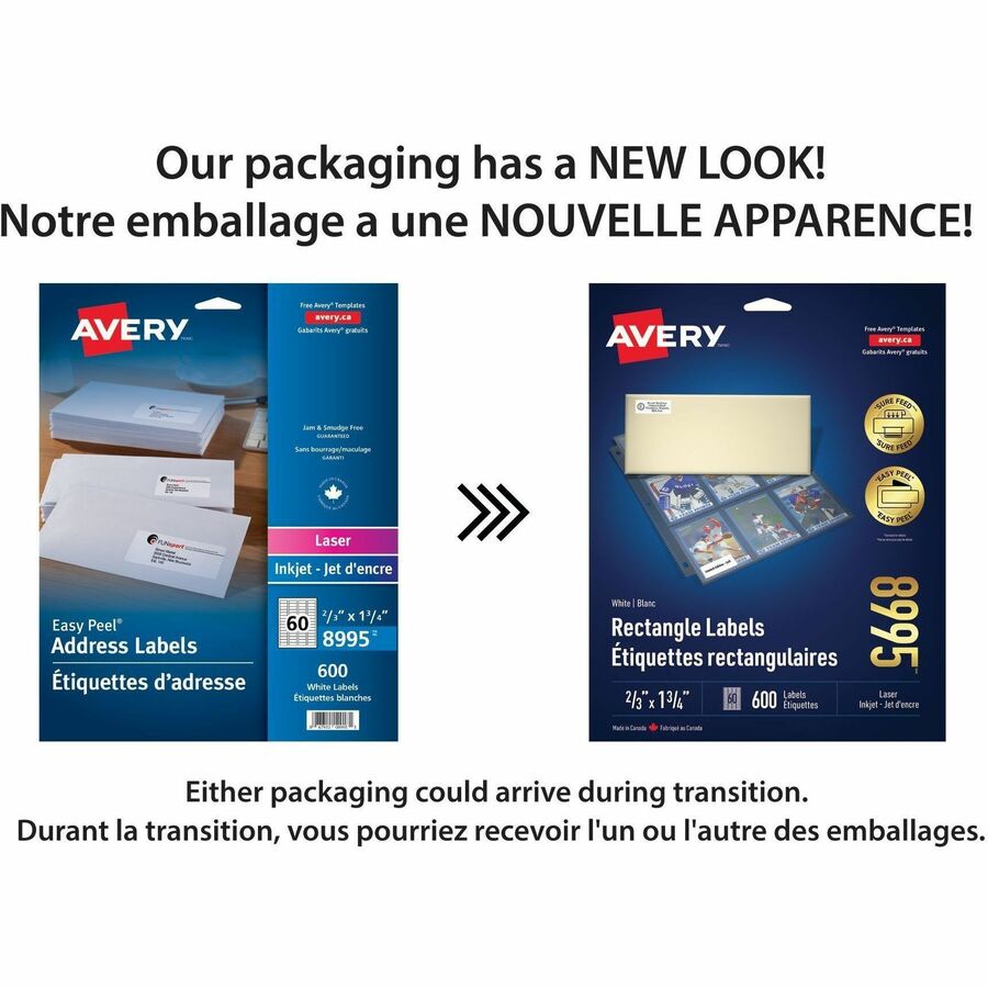 Avery&reg; White Rectangle Labels with Sure Feed Technology