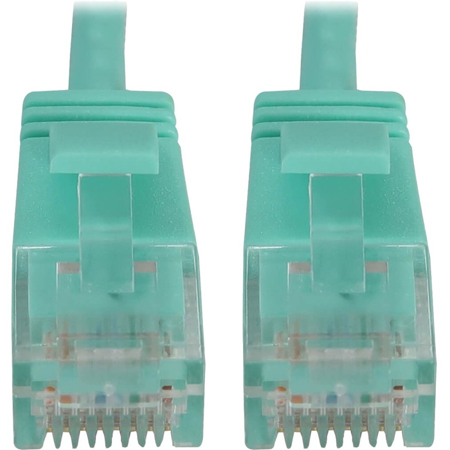 Eaton Tripp Lite Series Cat6a 10G Snagless Molded Slim UTP Ethernet Cable (RJ45 M/M), PoE, Aqua, 1 ft. (0.3 m)
