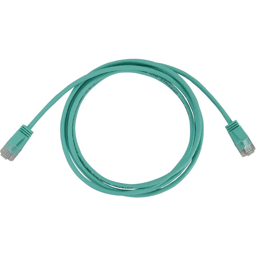 Eaton Tripp Lite Series Cat6a 10G Snagless Molded Slim UTP Ethernet Cable (RJ45 M/M), PoE, Aqua, 15 ft. (4.6 m)