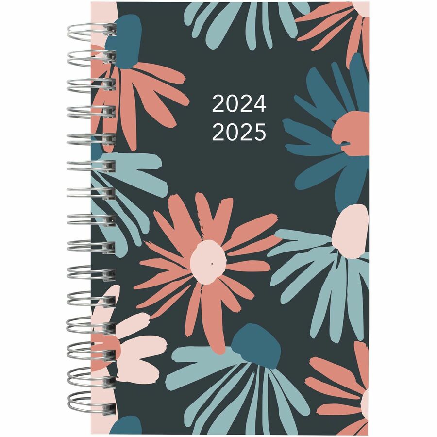 Blueline Blossom Academic 12-Month Daily Planner, 8" x 5" , English, Navy