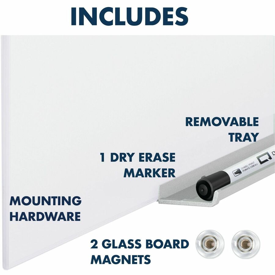 Quartet InvisaMount Vertical Glass Dry-Erase Board - 48x85 - 85" (7.1 ft) Width x 48" (4 ft) Height - White Glass Surface - Rectangle - Vertical - 1 Each - Dry-Erase Boards - QRTQ014885IMW