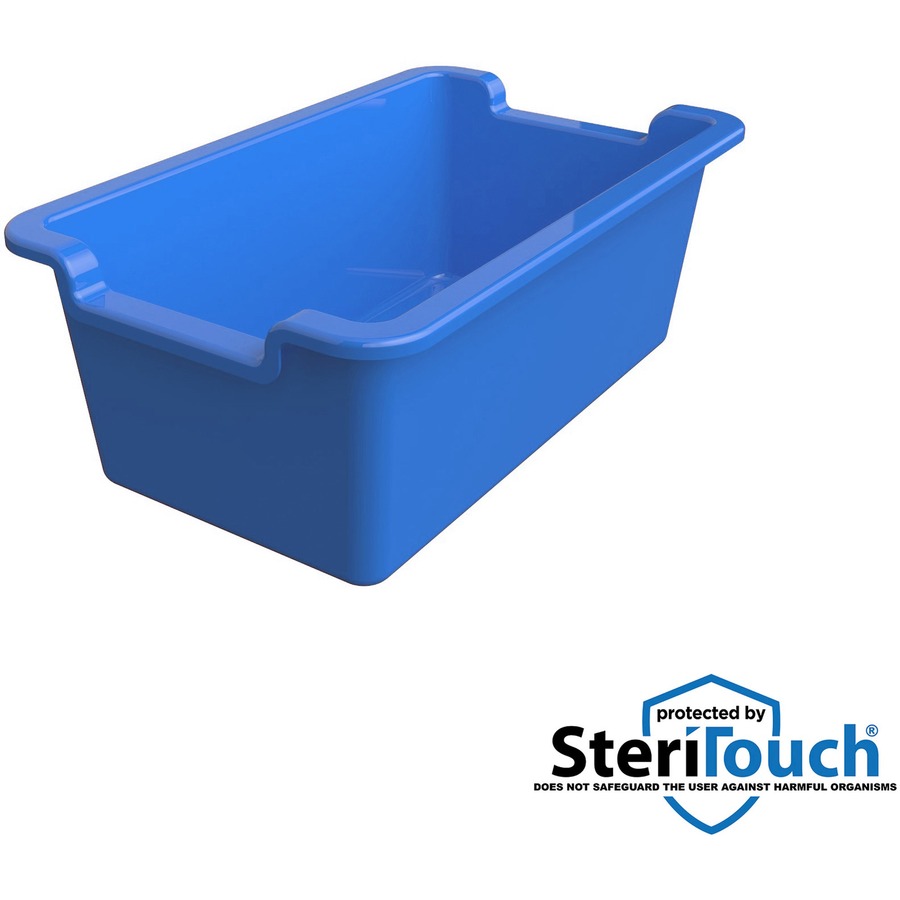 Deflecto Antimicrobial Rectangular Storage Bin - 5.1" Height x 13.2" Width x 8.1" Depth - Antimicrobial, Lightweight, Mold Resistant, Mildew Resistant, Handle, Portable, Stackable - Blue - Polypropylene - 1 Each