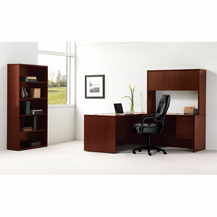 HON 10500 Series Mahogany Laminate Office Desking - 36" x 24"66.6" - 5 Shelve(s) - 3 Adjustable Shelf(ves) - Finish: Thermofused Laminate (TFL), Mahogany Laminate