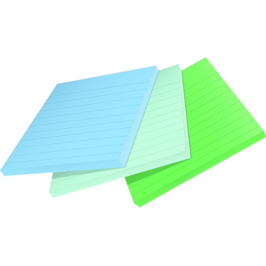 Post-it® Super Sticky Adhesive Note - 210 - 4" x 4" - Square - 70 Sheets per Pad - Ruled - Assorted Oasis - Removable, Repositionable, Recyclable - 3 Pad - Adhesive Note Pads - MMM675R3SST