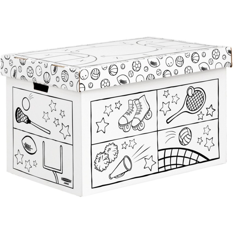Bankers Box At Play Sports Toy Box - External Dimensions: 18" Width x 18" Depth x 28" Height - Single/Double Bottom Wall - For Stuffed Animal Toy, Book, Blanket, Pillow, Clothes, Toy - 1 Each - Storage Boxes & Containers - FEL1231601