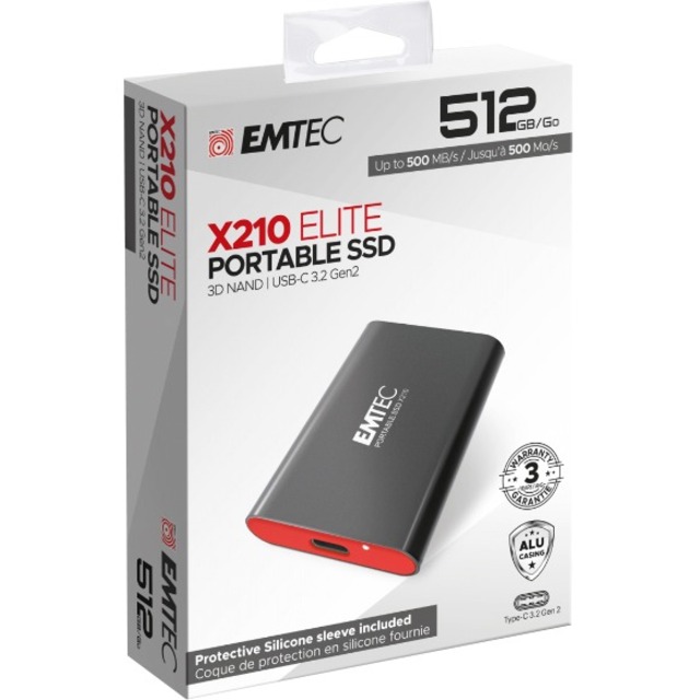 EMTEC Elite X210 512 GB Portable Solid State Drive - Portable Storage - EMTECSSD512GX210