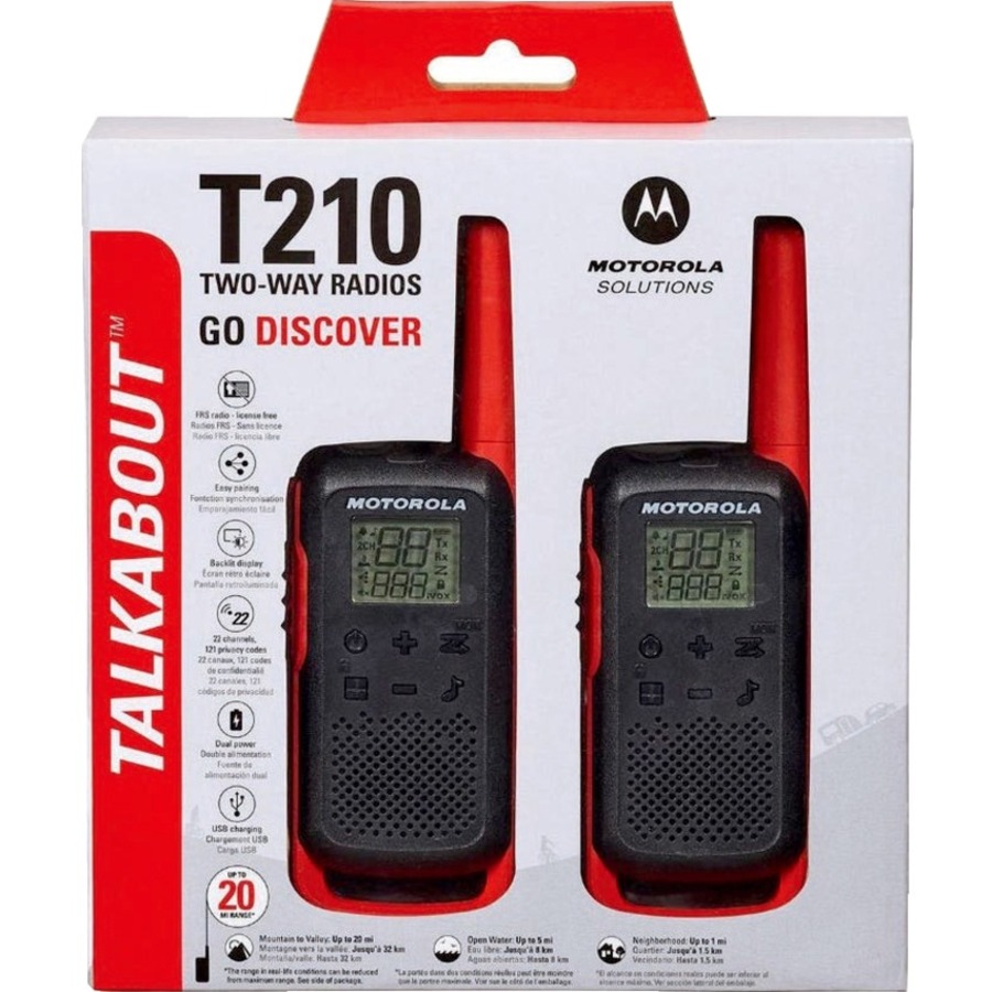Motorola T210 Two-Way Talkabout Radio - 22 Radio Channels - Upto 104986.88 ft (32000000 mm) - 121 Total Privacy Codes - Two-Way Radios - MTRSGW761