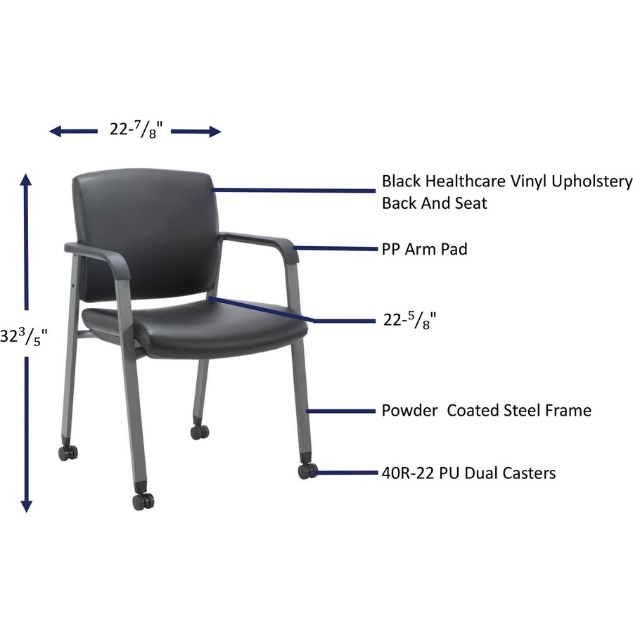 LLR30951 | Lorell Healthcare Guest Chair with Casters - Lorell Furniture