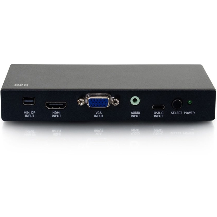 C2G Mini DisplayPort, USB-C, HDMI, VGA+3.5mm 4K Adapter Switch TAA