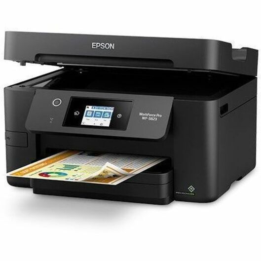 Epson WorkForce Pro WF-3823 color all-in-one printer with touchscreen and wireless connectivity — alternate view 1