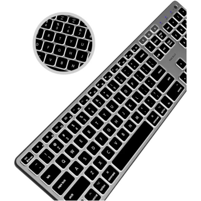 Macally BTBLZKEYSG - Backlit Bluetooth Keyboard for Mac & iOS