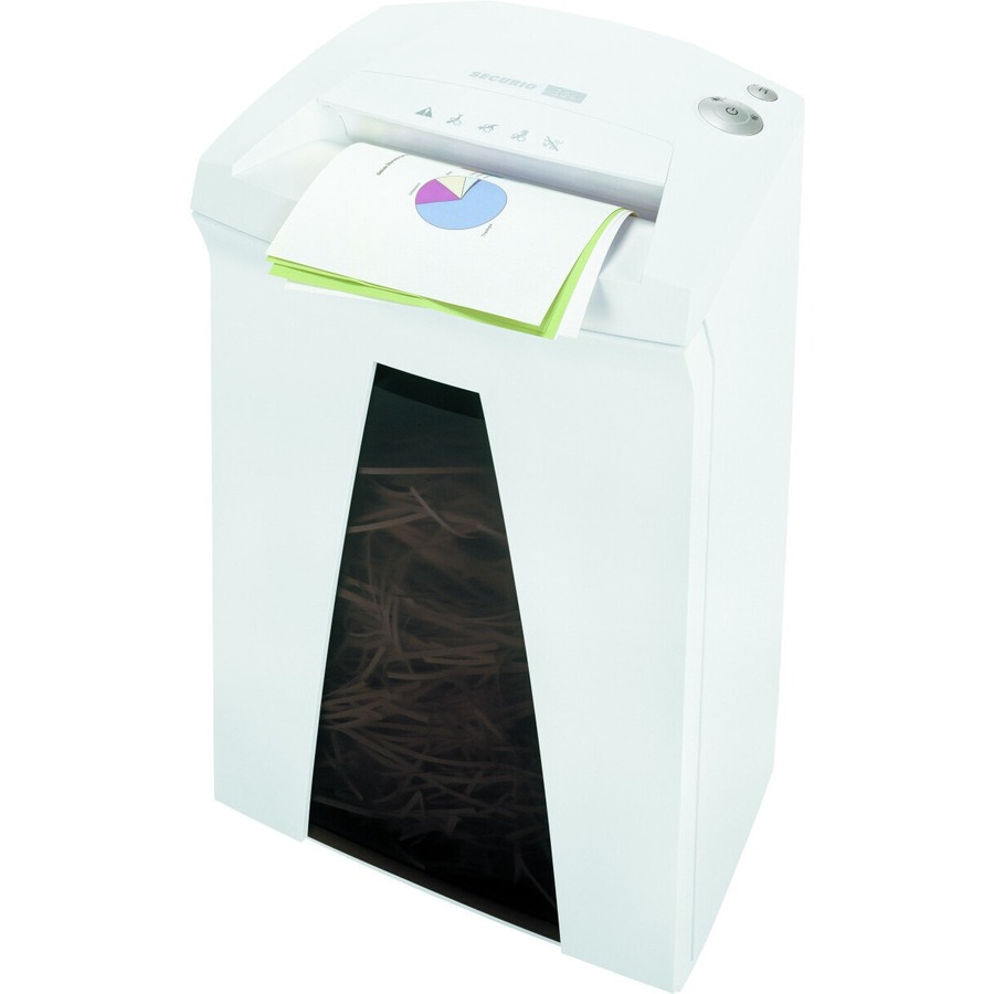 HSM SECURIO B24 - 1/32" x 3/16" + External Autom. Oiler - Continuous Shredder - Particle Cut - 4 Per Pass - for shredding Paper - 0.031" x 0.188" Shred Size - P-7/F-3 - 9.45" Throat - 9.20 gal Wastebin Capacity - White