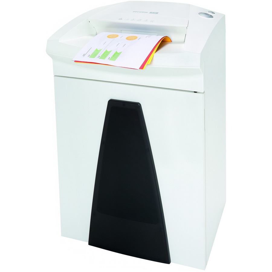 HSM SECURIO B26 - 1/16" x 5/8" - Continuous Shredder - Particle Cut - 11 Per Pass - for shredding Paper, Paper Clip, Staples, Credit Card - 0.063" x 0.625" Shred Size - P-5/T-5/E-4/F-2 - 12.20" Throat - 14.50 gal Wastebin Capacity - White