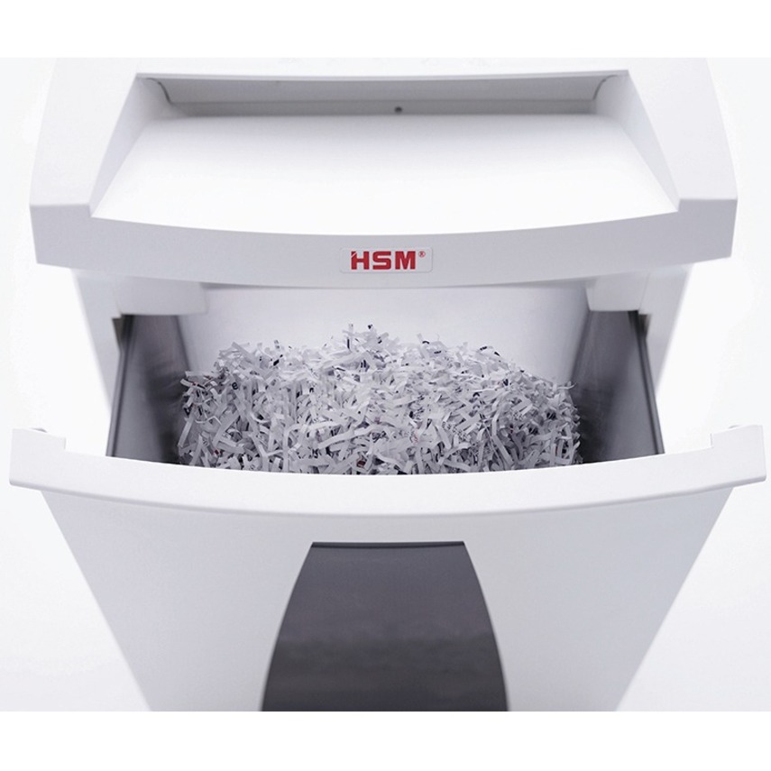 HSM SECURIO B22 - 1/8" x 1 1/8" - Continuous Shredder - Particle Cut - 11 Per Pass - for shredding Paper, Paper Clip, Staples, CD, DVD, Credit Card - 0.125" x 1.125" Shred Size - P-4/T-4/E-3/F-1 - 9.45" Throat - 8.70 gal Wastebin Capacity - White - TAA Co