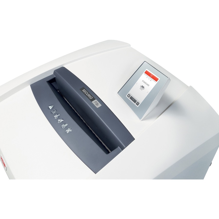 HSM Securio P36i Strip Cut Shredder - Continuous Shredder - Strip Cut - 49 Per Pass - for shredding Staples, Credit Card, Paper Clip, Store Card, CD, DVD - 0.250" Shred Size - 38.30 gal Wastebin Capacity - White - TAA Compliant