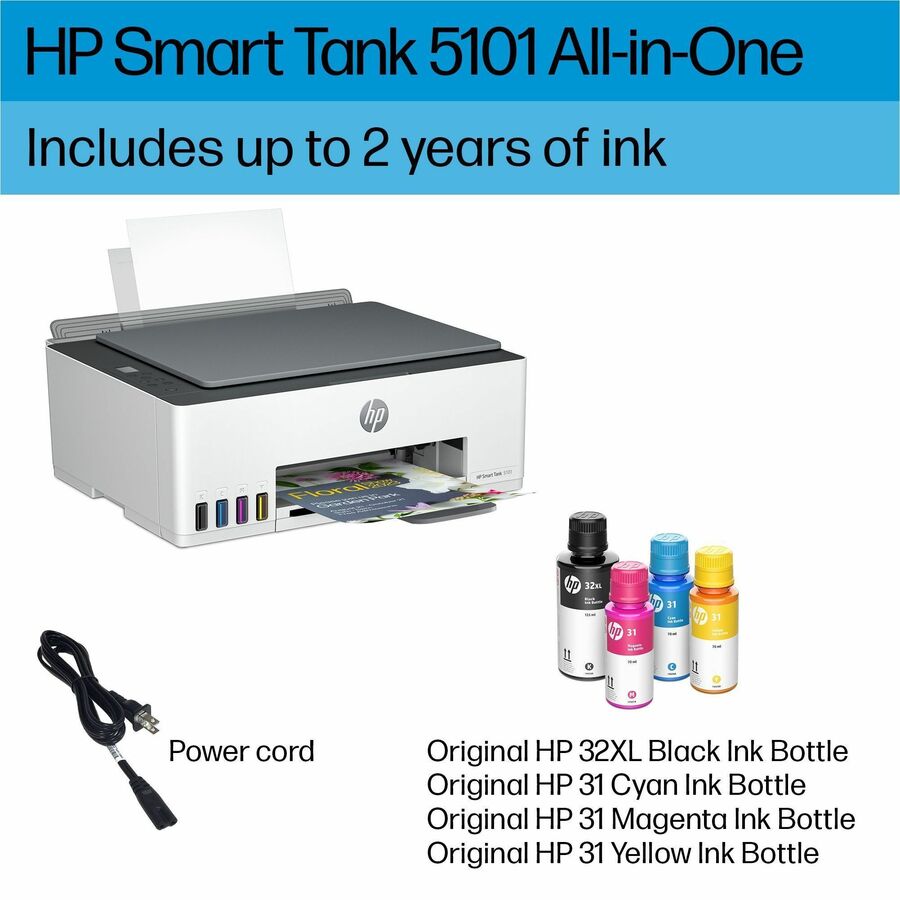 HP 5101 Wireless Smart Tank Inkjet Multifunction Printer - Color