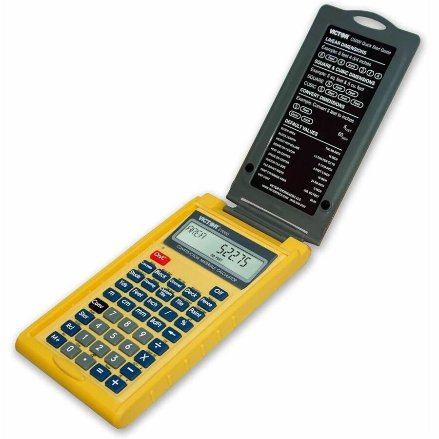 Victor C5000 Construction Materials Calculator - LCD - Battery Powered - 2 - LR44 - Yellow - 1 Each