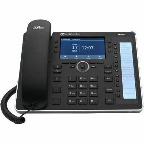 AudioCodes 445HD black IP desk phone with PoE, Gigabit Ethernet, Bluetooth, and dual-band Wi‑Fi — alternate view 1
