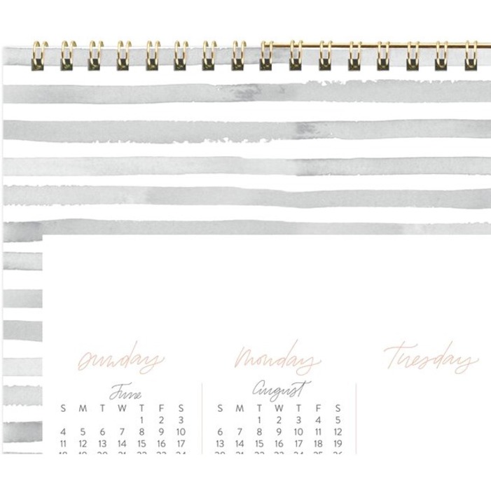 ACCO Leah Bisch Academic Wall Calendar - Medium Size - Academic - Monthly - 12 Month - July 2023 - June 2024 - 1 Month Double Page Layout - 12" x 15" Sheet Size - 2.81" x 2.19" Block - Twin Wire - Gray, White - Unruled Daily Block, Reference Calendar, Bui