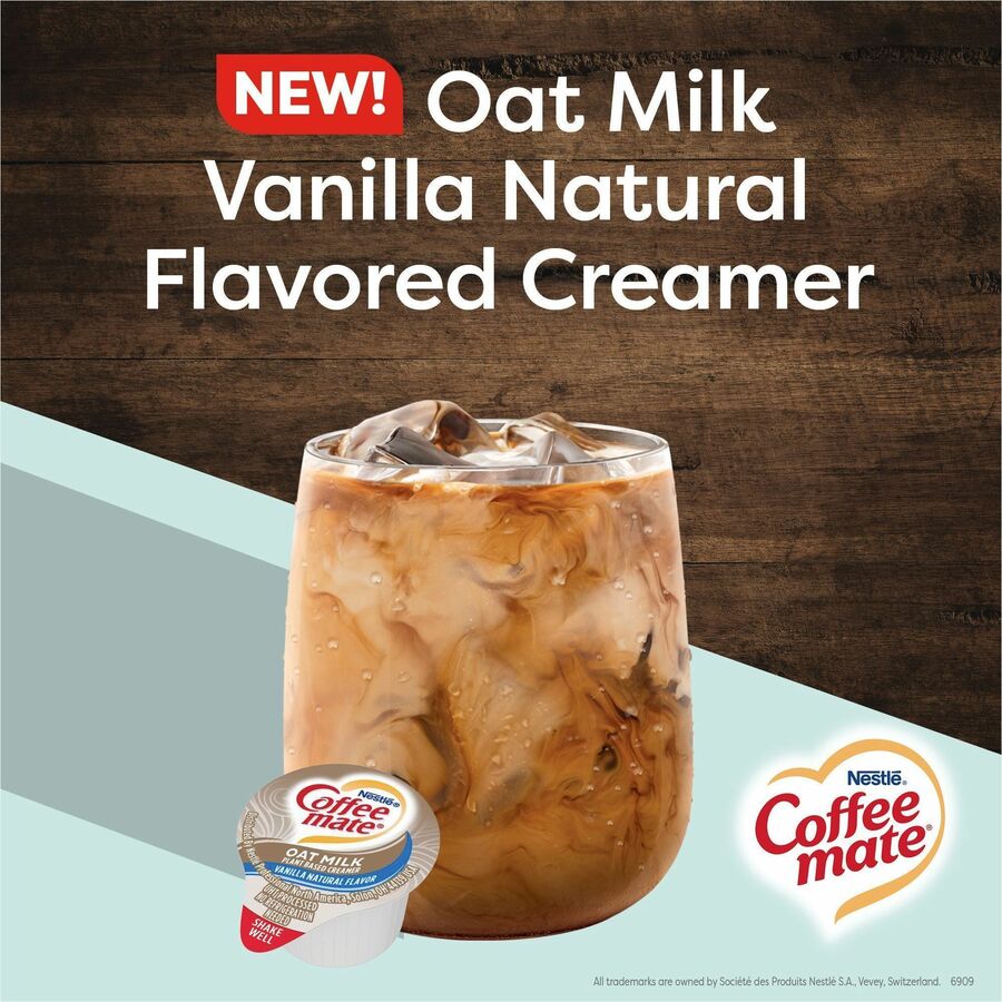 Coffee mate Oat Milk Vanilla Liquid Creamer Singles - Vanilla Flavor - 0.38 fl oz (11 mL) - 4/Carton - 50 Per Box