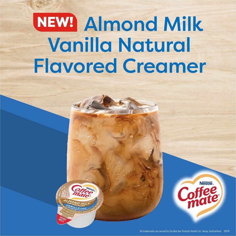 Coffee mate Almond Milk Vanilla Liquid Creamer - Vanilla Almond Milk Flavor - 0.38 fl oz (11 mL) - 4/Carton - 50 Per Box