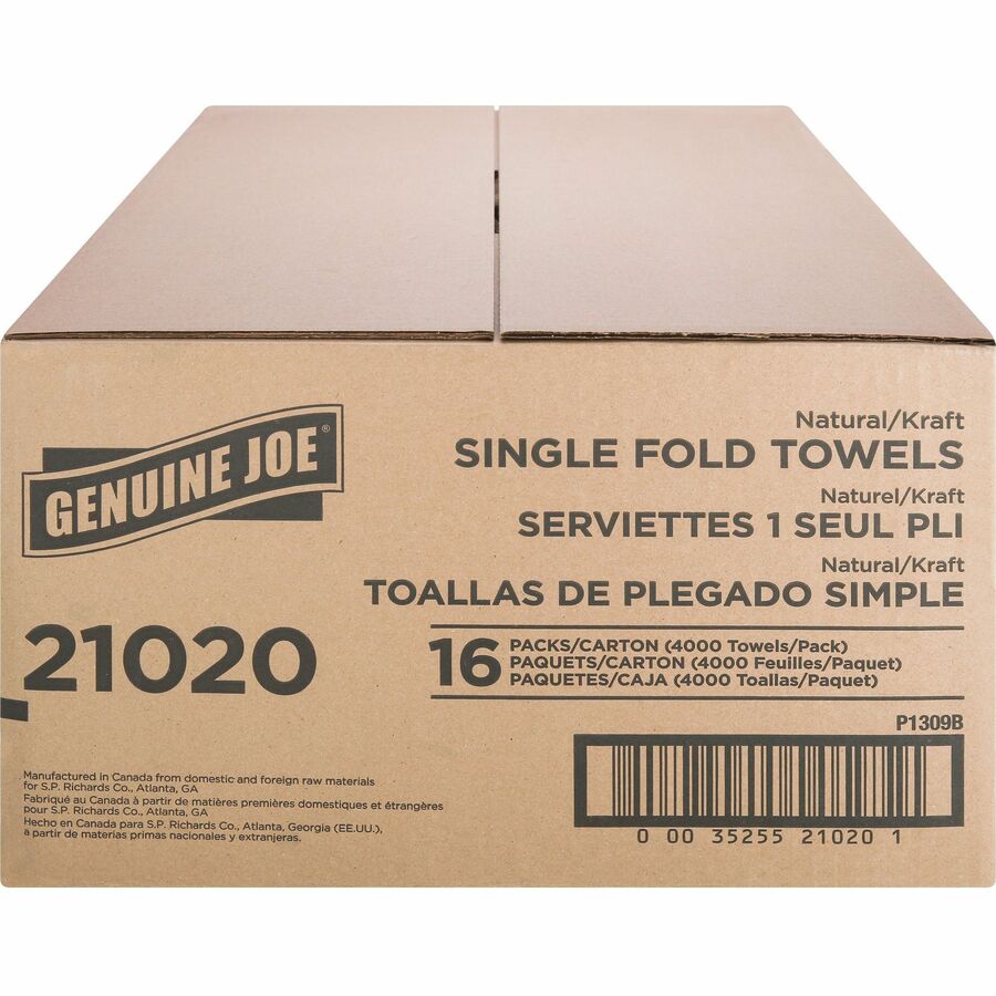 Picture of Genuine Joe Single-Fold Value Paper Towels