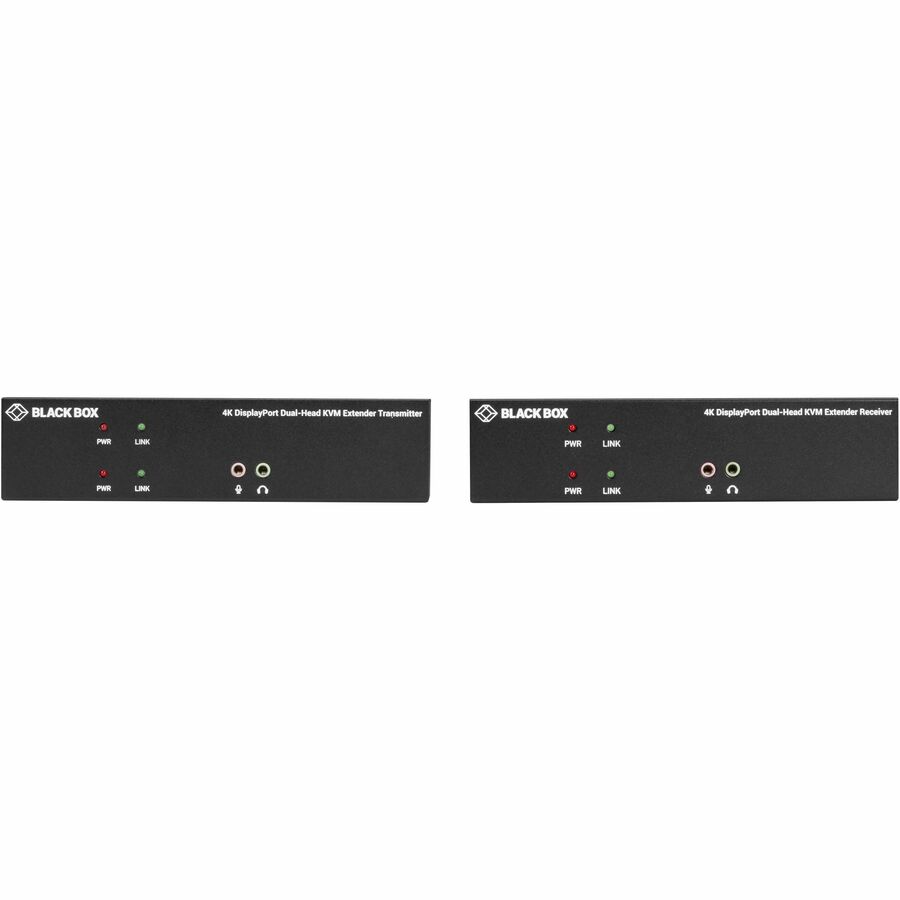 Black Box KVX Series KVM Extender Kit over Fiber - 4K, DisplayPort, USB 2.0 Hub, Serial, Audio, Local Video
