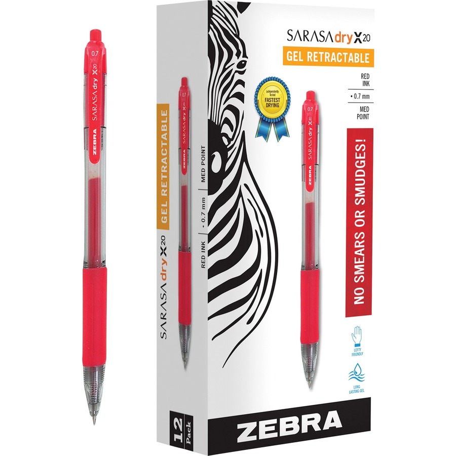 Zebra Pen Sarasa Gel Retractable Pens - Medium Pen Point - 0.7 mm Pen Point Size - Refillable - Retractable - Red Pigment-based Ink - Translucent Barrel - Gel Ink Pens - ZEB46830