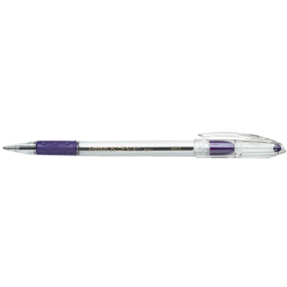 Pentel R.S.V.P. Ballpoint Stick Pens - Medium Pen Point - 1 mm Pen Point Size - Refillable - Violet - Clear Barrel - 1 Dozen = PENBK91V