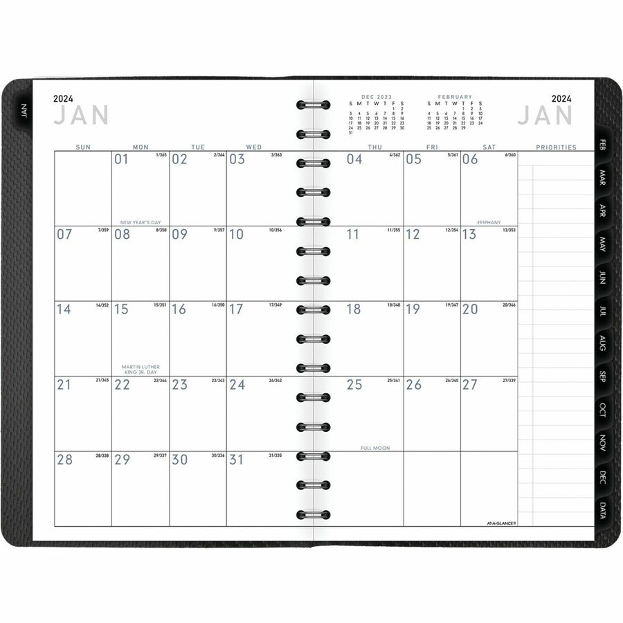 At-A-Glance Contemporary 2024 Weekly Monthly Planner, Charcoal, Small ...