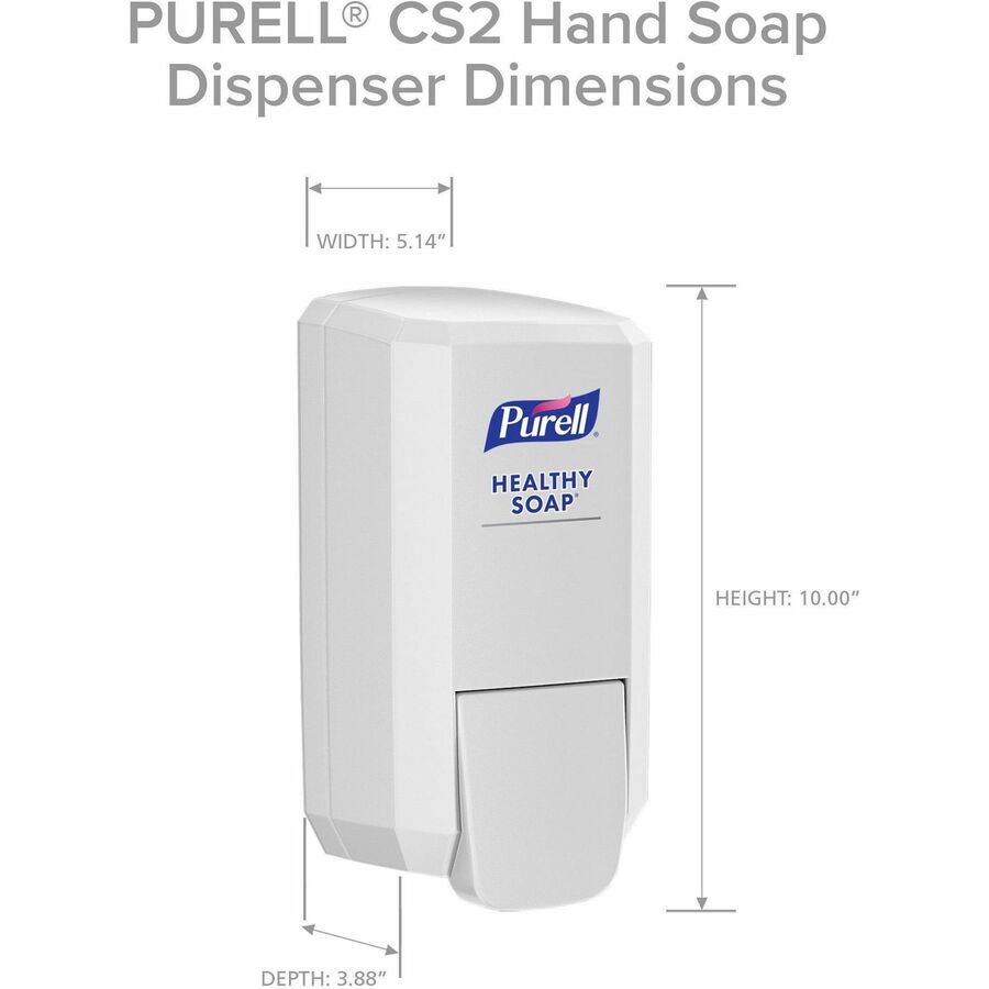 Gojo® CS2 Push-Style Hand Soap Dispenser - 1.06 quart Capacity - Compact - White