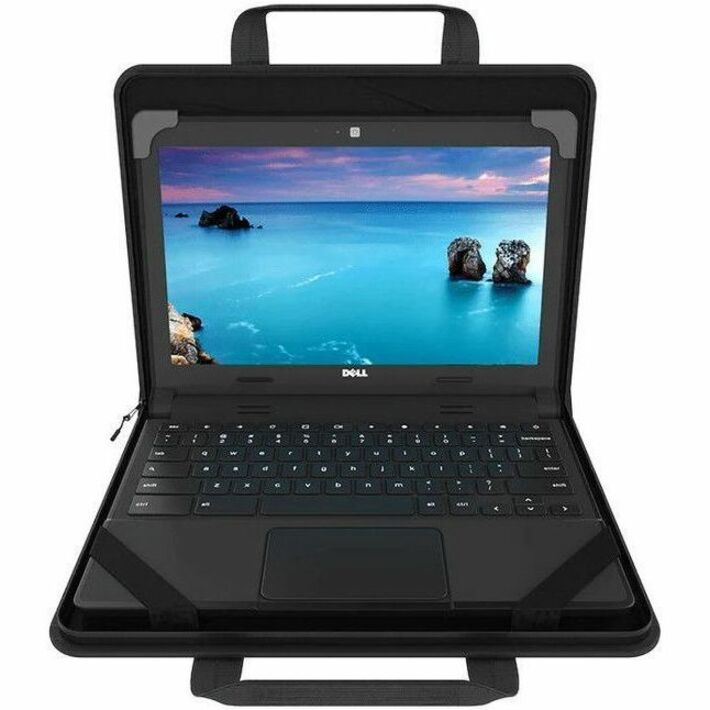 Slim black laptop sleeve for 13-14 inch Chromebooks and laptops with mesh accessory storage — alternate view 1