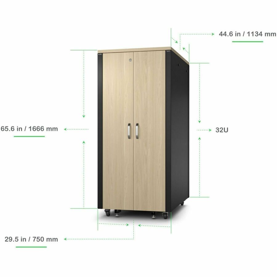 APC NetShelter Soundproof, 32U, Server Rack Enclosure, 120V, Maple [TAA]