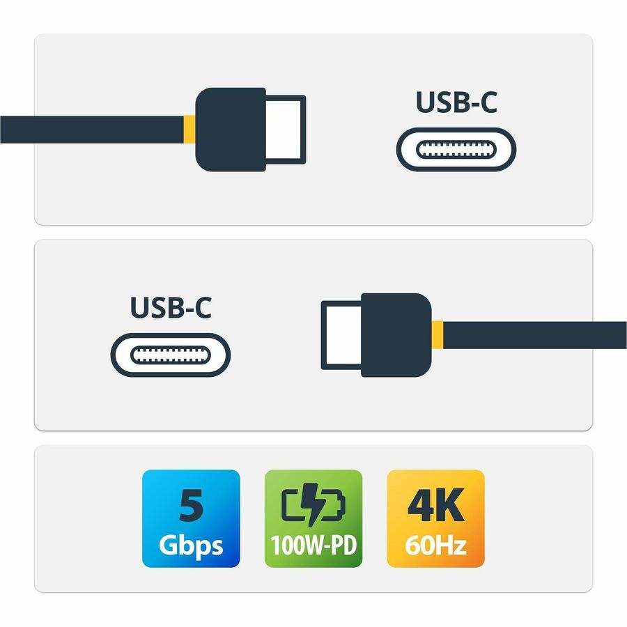 StarTech 6.6ft (2m) USB-C Cable, Right-Angled, USB 5Gbps, 100W (5A) PD, 4K 60Hz DP Alt Mode, Rugged USB C Cord, Thunderbolt Compatible