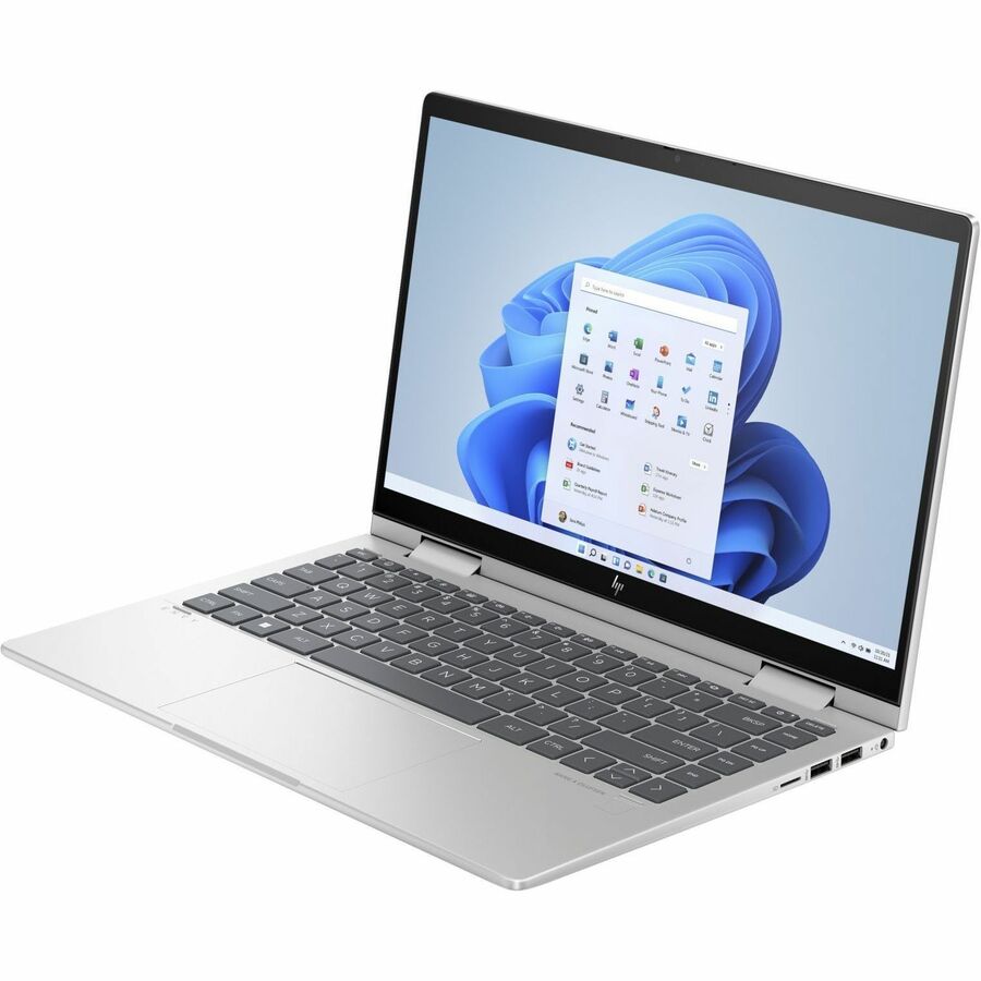 Refurbished HP ENVY x360 14-inch 2-in-1 touchscreen laptop in natural silver — alternate view 1