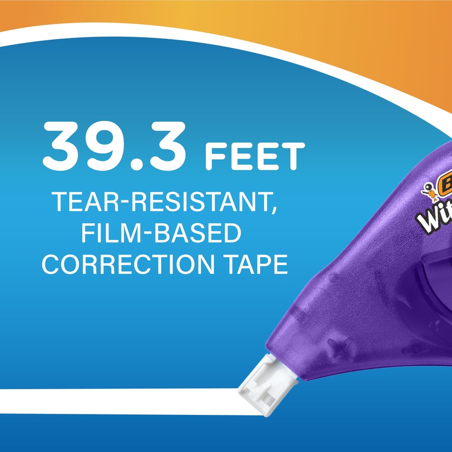 BIC Wite-Out EZ CORRECT Correction Tape - 0.20" (5.08 mm) Width x 39.4 ft Length - 1 Line(s) - White Tape - Ergonomic White Dispenser - Tear Resistant, Photo-safe, Odorless - 1 Each - White = BICWOTAPP11